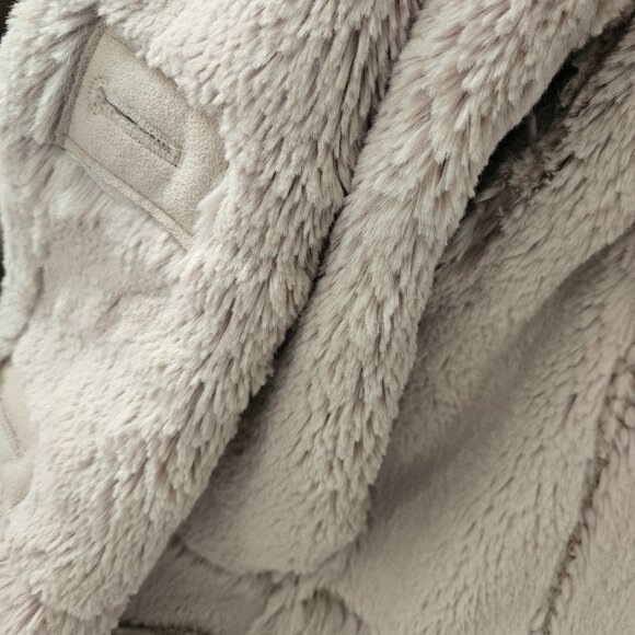 JONES NEW YORK Winter Hip-Length Off-White Hooded Coat Faux Suede & Fur Sz S - Picture 13 of 15